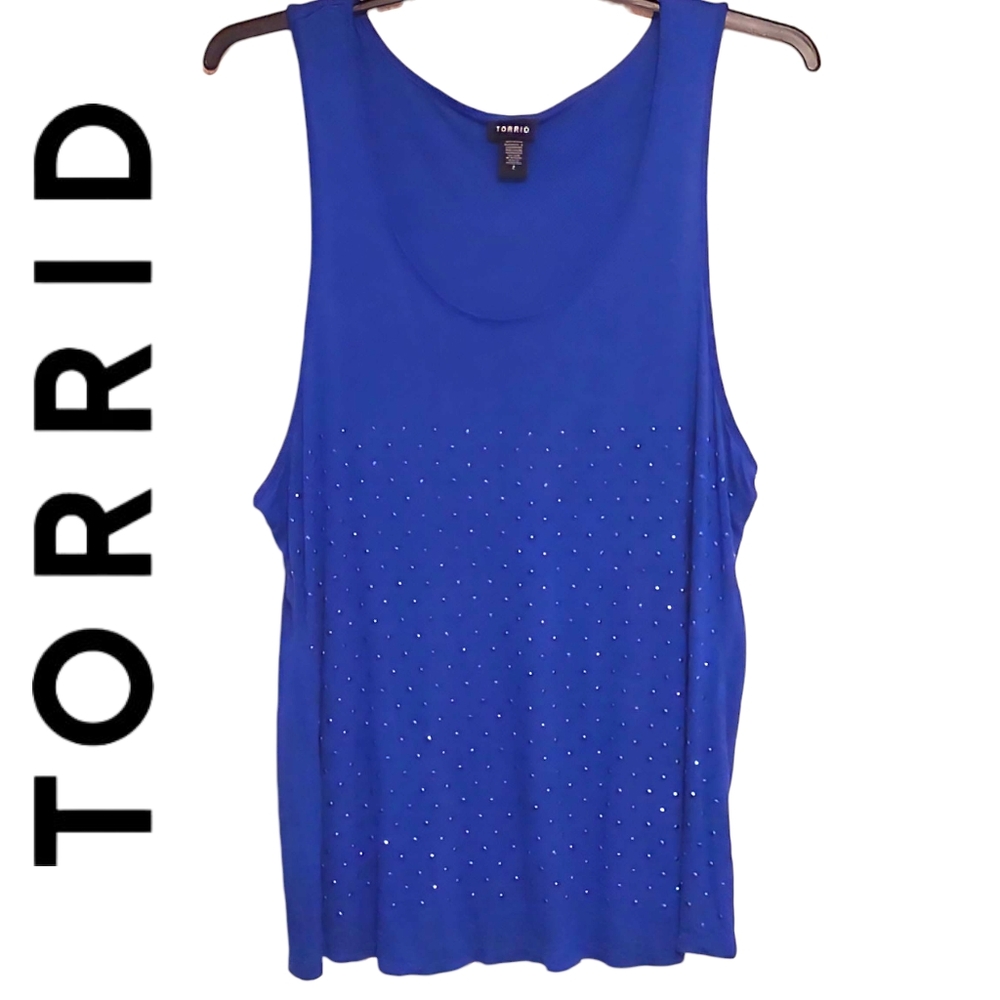 Torrid Blue Bling Sleeveless Tank 2X EUC
